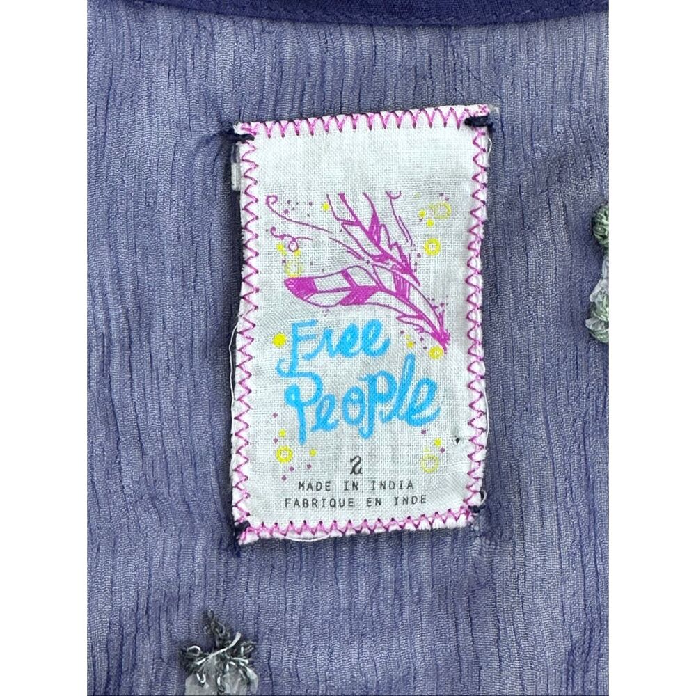 Free People Vintage Y2K Silk Embroidered Appliqué Cami Top 2 Boho Coquette Fairy - Picture 7 of 13